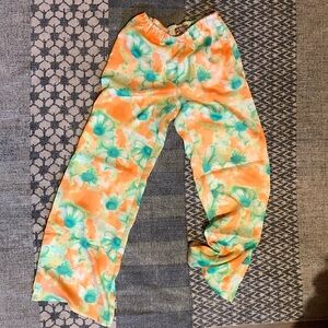 Urban Outfitters Jenna Satin Wide Leg Floral Pants